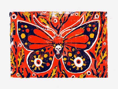 Death Moth artwork character character design death moth handmade illustration linocut moth