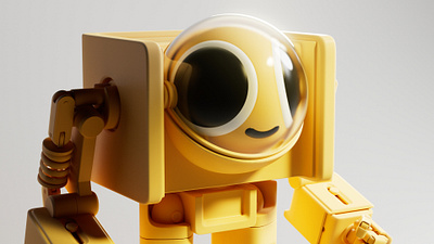 Yellow robot 3d figure illustration robot toy