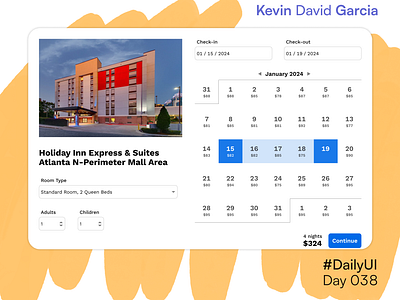 #DailyUI Day 38: Calendar calendar dailyui hotel price