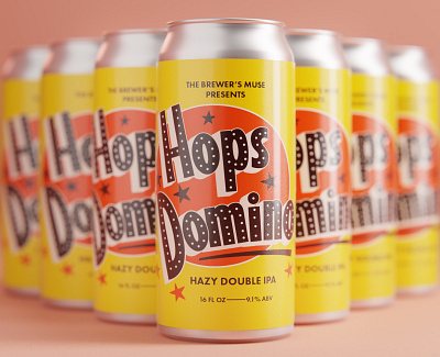 Hops Domino Beer Label 3d beer beer label blender branding fats domino label package design rendering type design typography