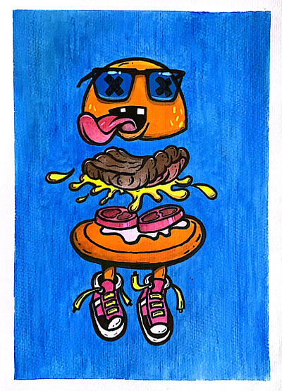Burger Boy colorpencilsdrawing foodart pencildrawing