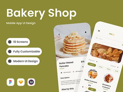 Misu - Bakery Shop Mobile App application bakery delivery exploration grocery layout shop ui ux