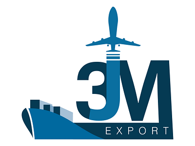 3JM Export Logo airplane boat export company illustrator logo south florida vector