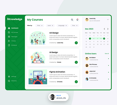 E-learning dashboard ui