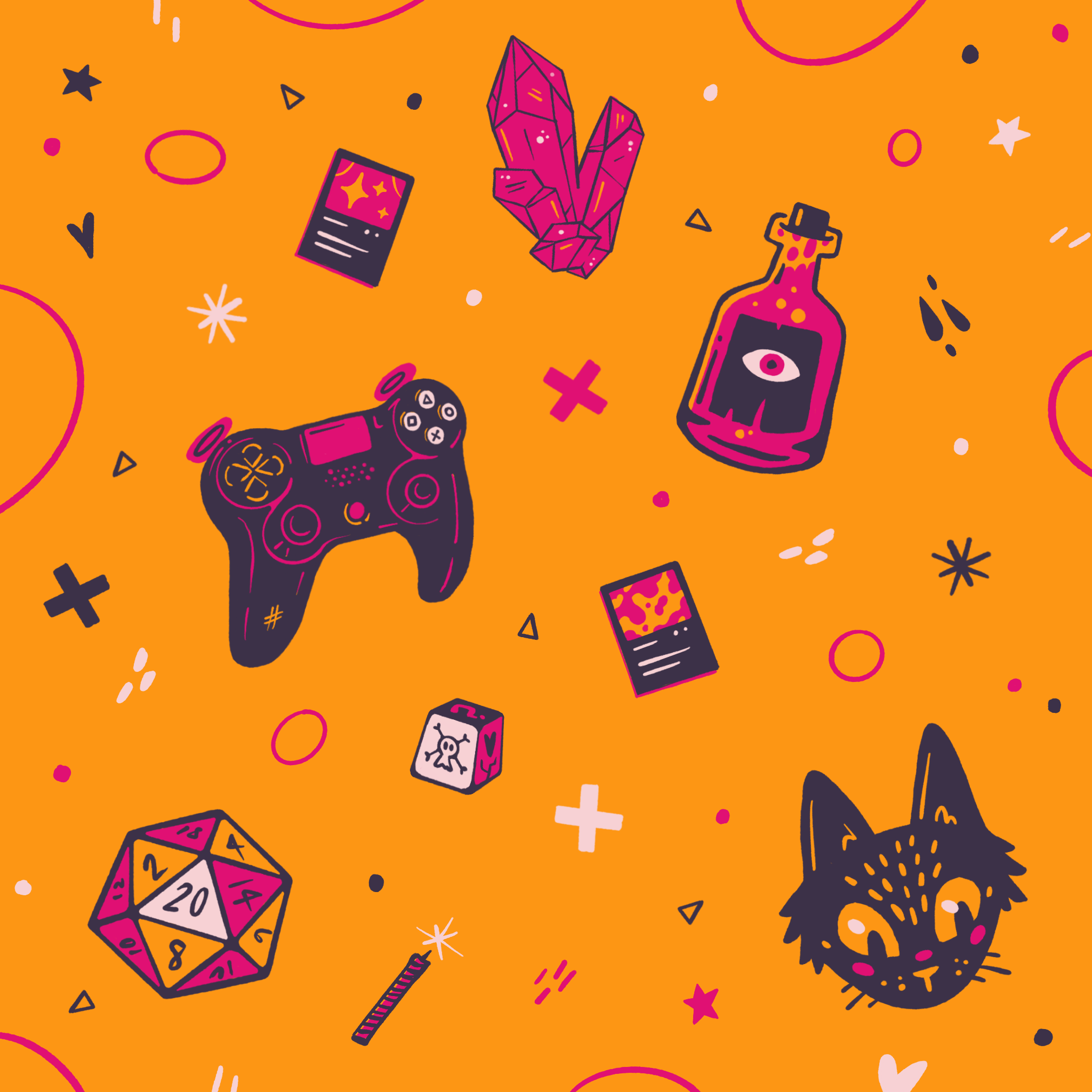 Turning 12 birthday board games crystal dnd gaming illustration magic pattern