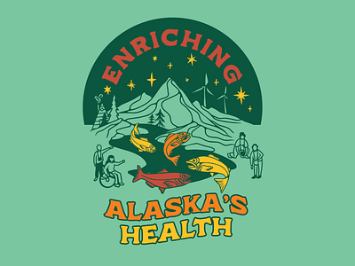 Enriching Alaska's Health branding design flat illustration logo typography vector