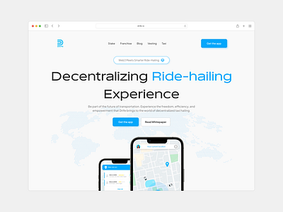 Drife.io Website Redesign-Decentralized Taxi-Hailing blockchain crypto hero section web3 webdesign website