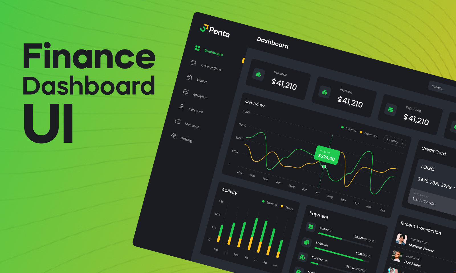 Penta Finance Dashboard UI Design branding dark ui design dashboard design dashboard ui dashboard ui design design finance finance dashboard design fintech graphic design landing page typography ui ui design ui ux userflow design ux ux ui web design website design