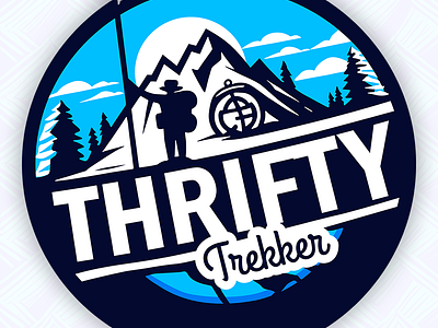 Thrifty Trekker Logo Design branding climber design drawing graphic design hike hiking illustration logo mountain trail trek treking trekker vector