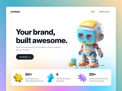 Hero header concept UI creative figma header figma kit figma ui header banner header ui hero header modern shapes modern ui robot website website ui