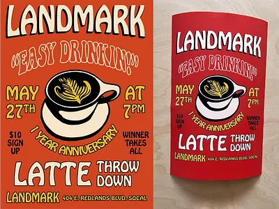 Barista Throwdown barista coffee landmark latte orange poster sign