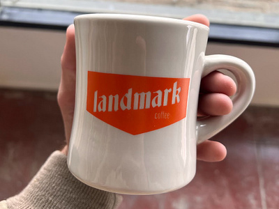 Landmark Coffee Logo branding brutal coffee gothic graphic design logo orange