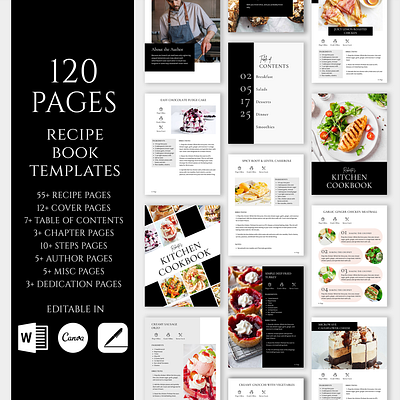Canva Recipe Cookbook Template canva cookbook template design illustration recipe cookbook