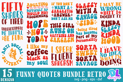 Funny Quotes Bundle Retro branding bundle christmas design illustration logo retro sublimation svg