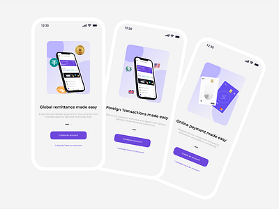 Onboarding Screens banking fintech mobile app onboarding ui