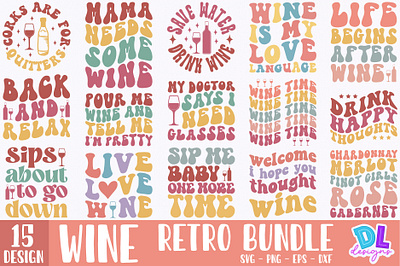 Wine Retro Png Bundle branding bundle christmas design illustration logo retro sublimation svg