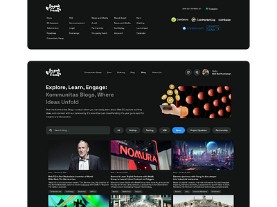 Blockchain News Website - Concept bitcoin blochain website blockchain concept dark mode design etherium finance ideation innovative iteration mobile news news bitcoin responsive ui userjourney ux ux research website