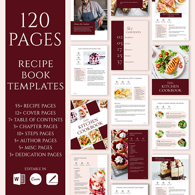 Canva Recipe Cookbook Templete branding canva cookbook template design graphic design recipe cookbook