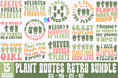 Plant Quotes Retro Bundle branding bundle christmas design illustration logo retro sublimation svg