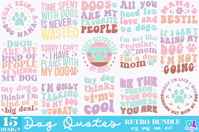 Dog Quotes Retro Bundle T Shirt branding bundle christmas design illustration logo retro sublimation svg