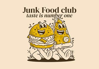 Junk food club, Taste is number one! vintage illustration