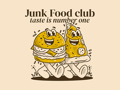 Junk food club, Taste is number one! vintage illustration