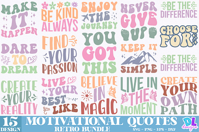 Motivational Quotes Retro Bundle branding bundle christmas design illustration logo retro sublimation svg