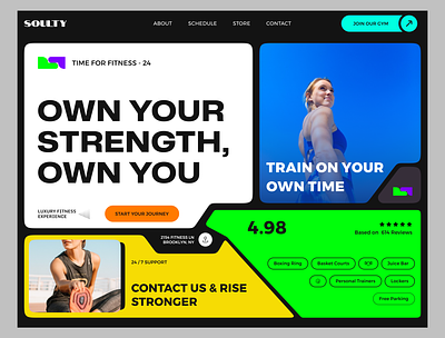Soulty - Fitness Community Platform bento box branding design ecommerce page header hero landing ui maximalism minimal morden design product design typography ui uiux ux web design website