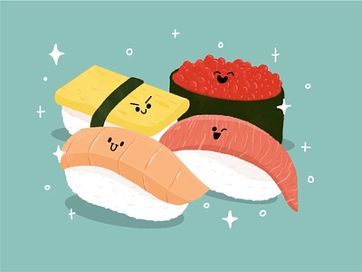Sushi Family asia character cute illustration design food food illustration illustration illustration set japan japan food kawaii menu sushi sushi illustration vector
