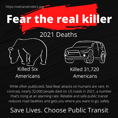 WTRA - Fear The Real Killer Promo bears public transportation traffic safety vision zero wisconsin grassroots wisconsin non profits
