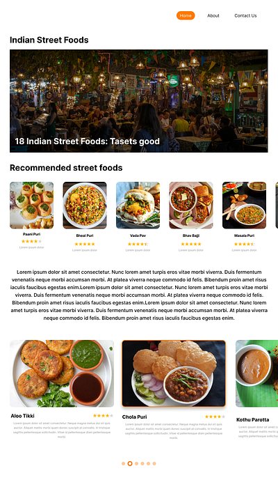 Indian street food page guiichallenge guvi ui