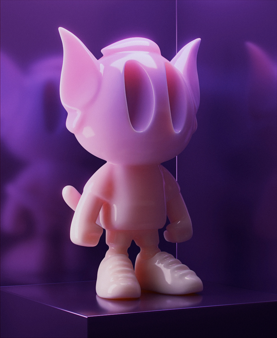 django // 001 3d blender blender3d cat character cycles illustration inspire neon porcelain render retopo toy