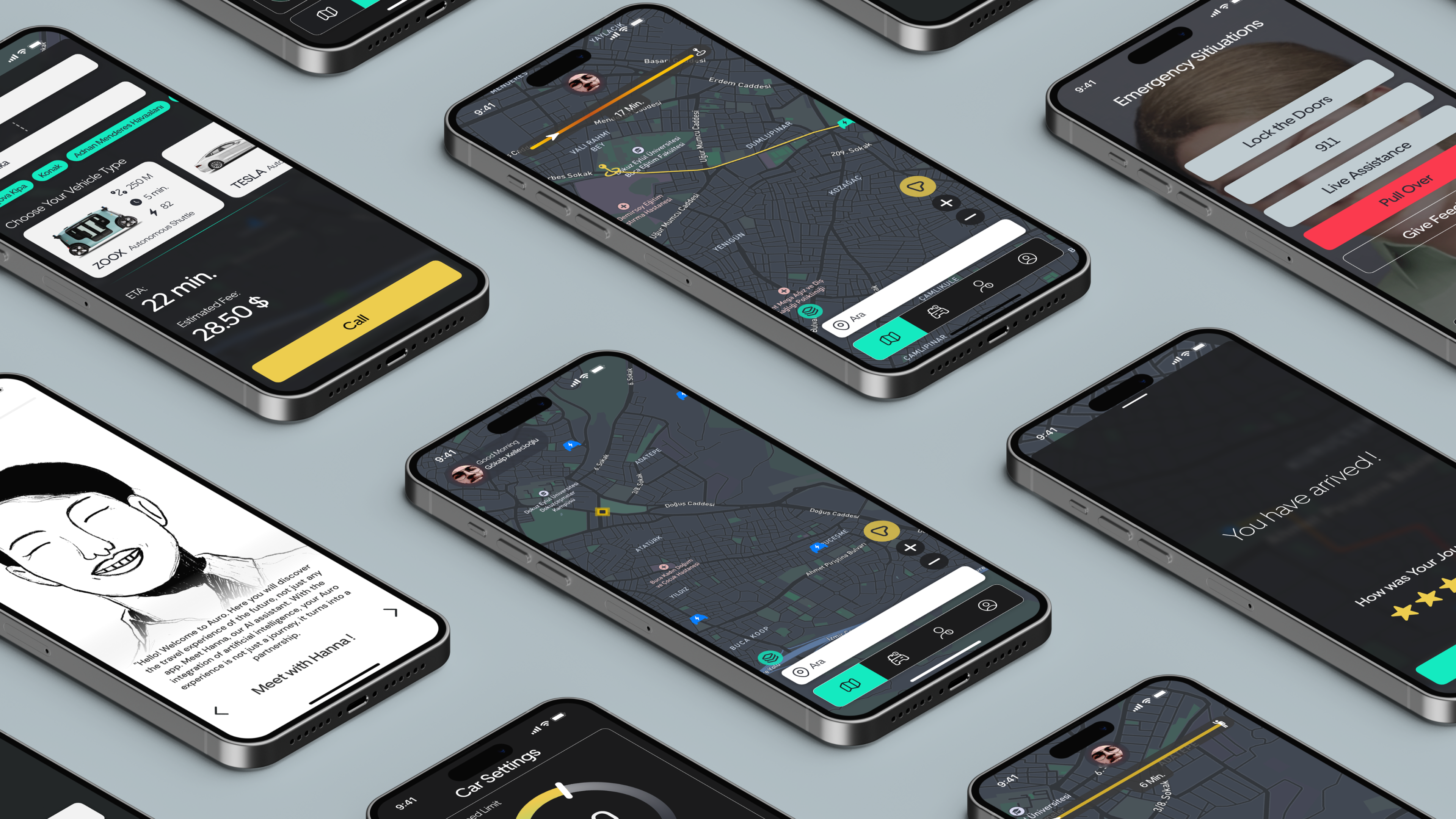 Auro Autonomous Taxi App Mobile Screens branding design graphic design logo design product design u ui ui design ux uxui design