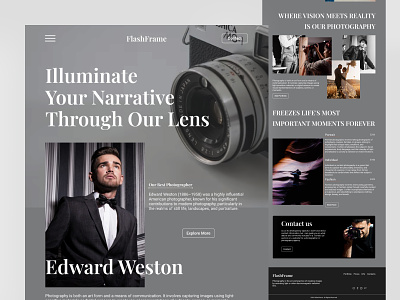 Photography Landing Page design figma landing page pagedesign photography website