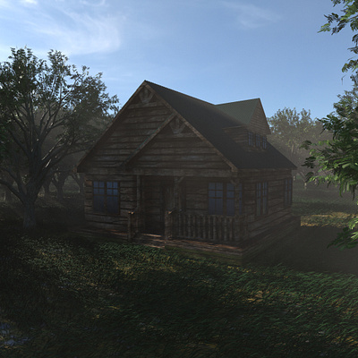 "Rustic Retreat: Woodland Haven" 3d 3denviornment housedesign conceptart