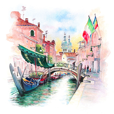 Watercolor sketch of Venice architecture illustration italy sketch town travel urban sketch venice watercolor