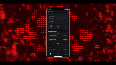 Vaultify - manage your cryptocurrency assets animation application design mobile red ui ux web