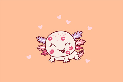 Axolotl in love axolotl charact character cute graphic design hearts illustration in love kawaii love valentine valentines day