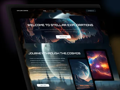 Concept UI/UX Design for Space Exploration Landing Page 3d animation branding clean design future graphic design illustrator landing page logo minimalist motion graphics responsive space typography ui ux web webdesign website