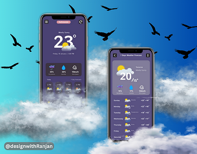 Weather Forecasting App Ui Design app design graphic design ui ui design weather forecasting app design