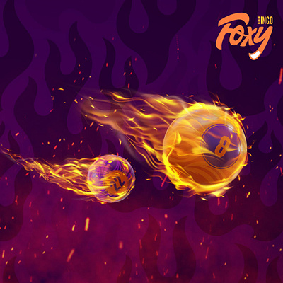 Foxy Bingo hot balls! branding design graphic design illustration photo manipulation