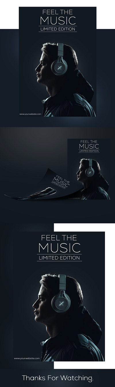 Headphones Advertisement Flyer Design branding flyer design graphic design headphone design