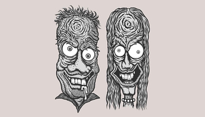 Mr and Mrs Wacky Bags Illustrations crazy person face illustration monster monster illustrations