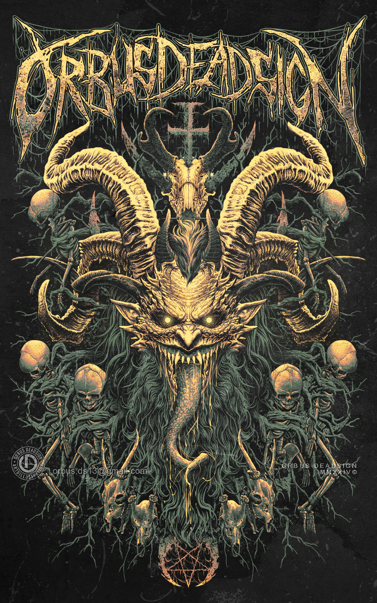 KRAMPUS - Artwork for Sale artwork for sale band merch black metal christmas death metal drawing goat skull graphic design heavy metal krampus metal merch monster design myth photoshop poster design poster gigs santa claus skeleton skull t shirt design