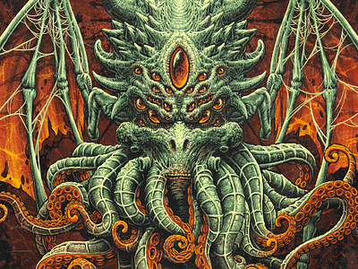 CTHULHU - Artwork for Sale album cover ancient god art for sale azathoth band merch cthulhu dark art death metal deathcore goat skull graphic design heavy metal illustration leviatan metal fest monster design octopus poster gigs t shirt design the old great one