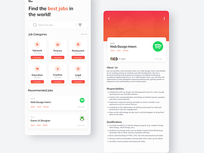 Job Search App dailyui figma job app job app ui job listing job listing app job search job search app jobs logo posting spotify ui uidesigner uiux ux