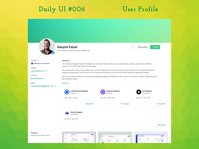 Daily UI #006 - User Profile app daily ui day 006 desktop homepage mobile profile setting ui user ux website