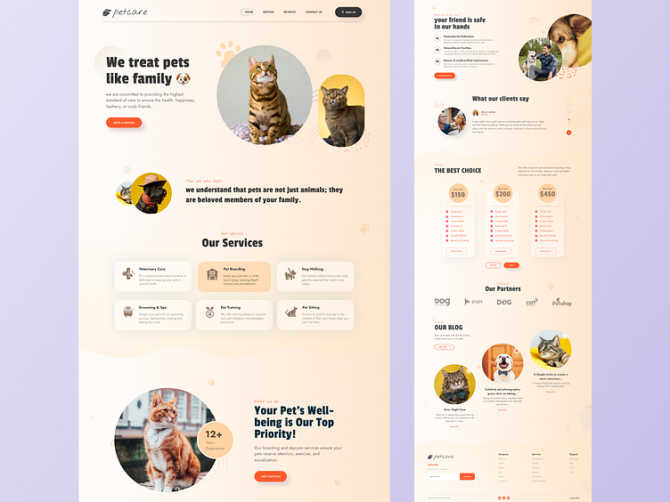 Pet care landing page by Attractive UI on Dribbble
