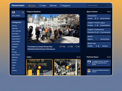News Website UI design design ui uiux ux web design webapp website