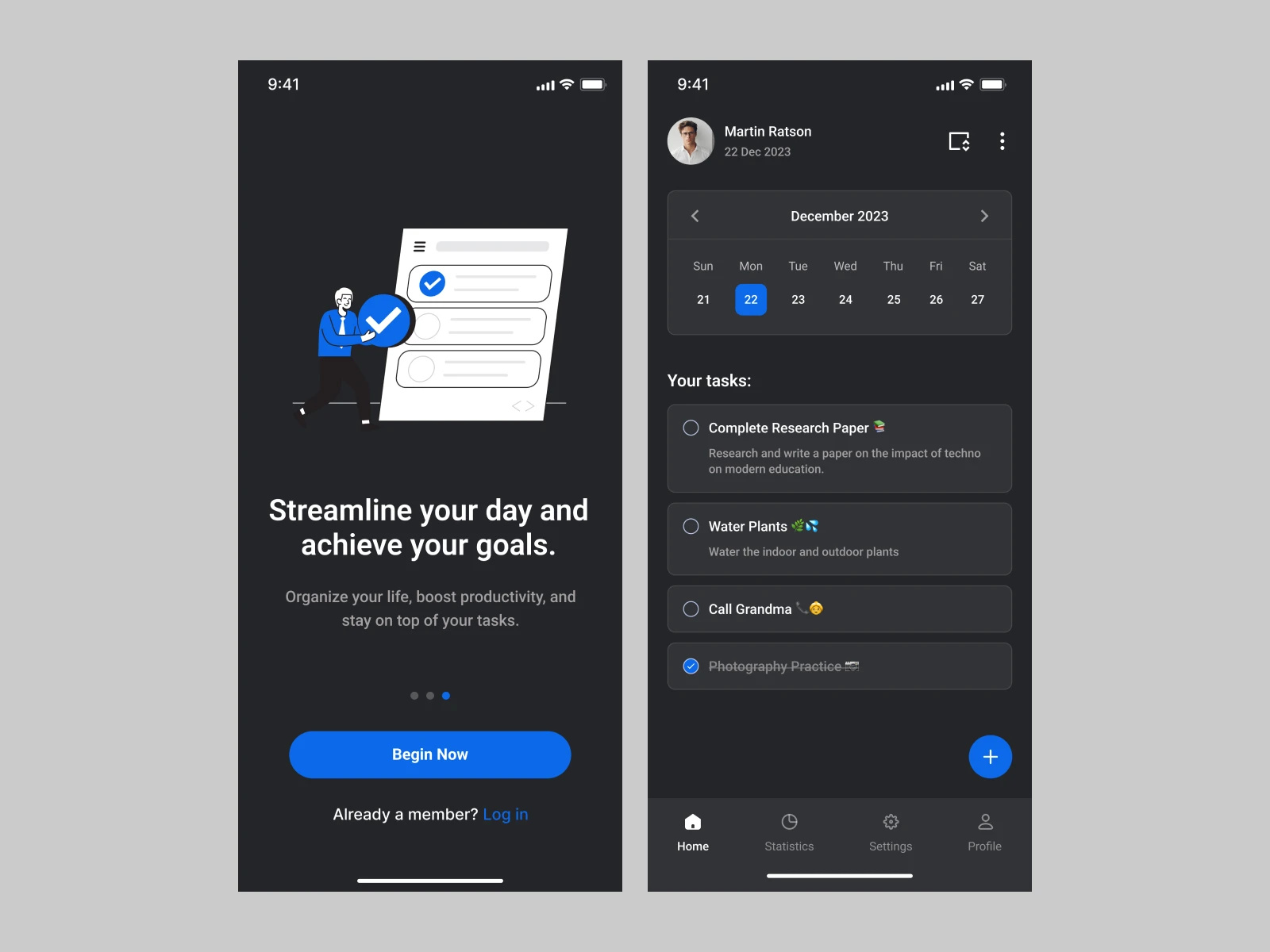 To-Do List App Concept: Light 🌟 Dark 🌑 clean ui daily tasks dark mode management minimal minimalist productivity productivity app task management tasks to do to do app to do list ui ui design